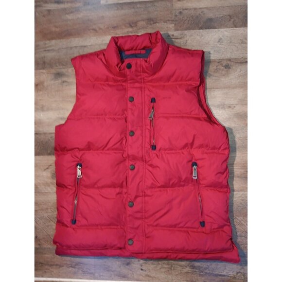 Vintage Orvis Men’s Puffer Vest Size Med Red Full Zip Duck Down - Picture 1 of 6